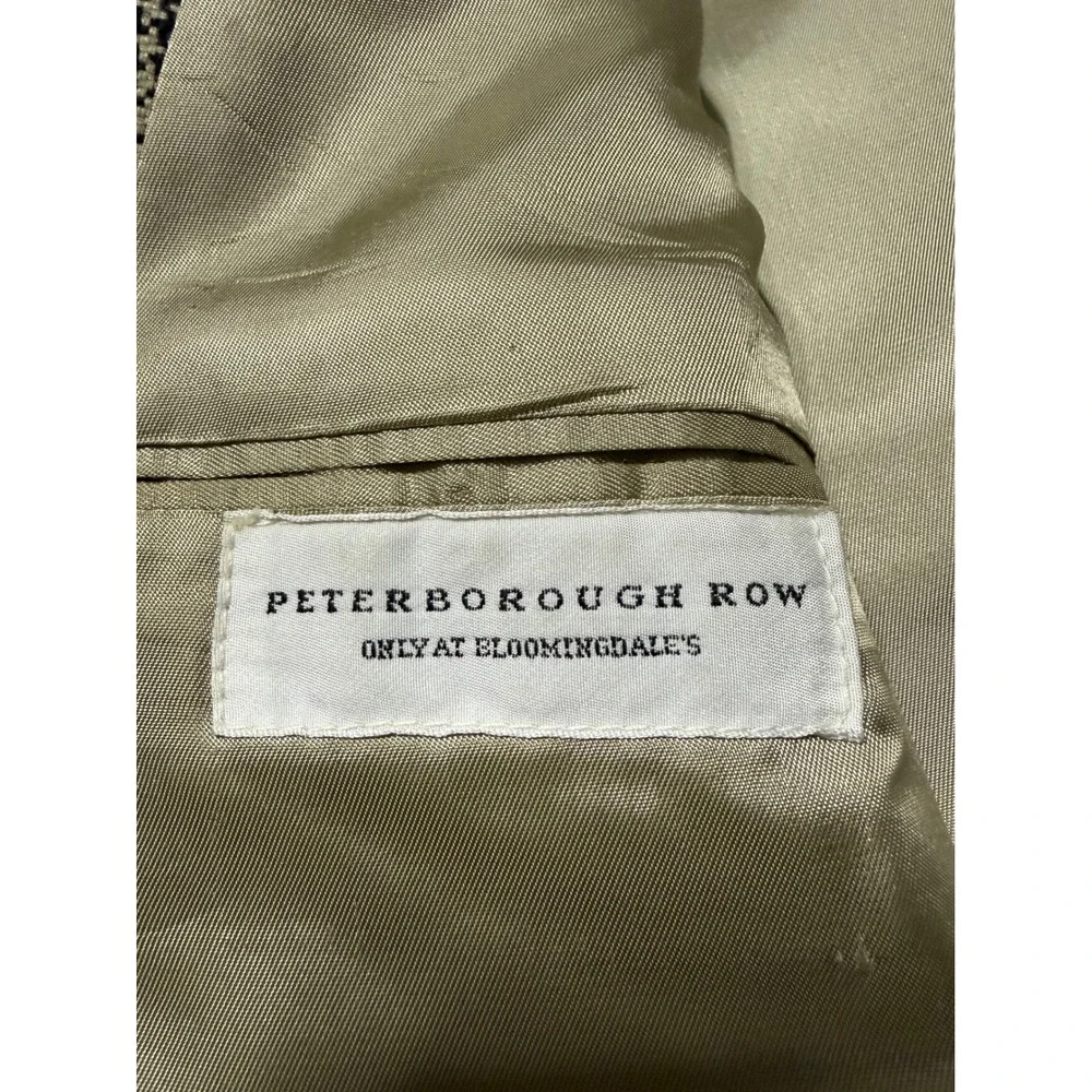 VTG Peterborough Row Mens Double Breasted Houndstooth Blazer Tan Blk Made in USA